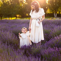 Set rochii mamă-fiică din pânză topită fină, model TAISIA