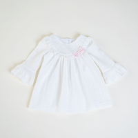 IULIA Muslin Dress with Embroidery & Pink Bow