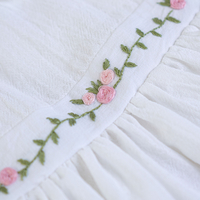 Girls’ White Cotton Dress with Floral Embroidery – ROSE Model