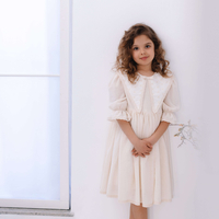 Rochiță din pânză topită fină KAROLINA, cu guler brodat