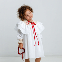 Rochiță albă cu mânecă lungă din muselină pentru fetițe, model TAISIA