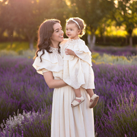 Set rochii mamă-fiică din pânză topită fină, model TAISIA