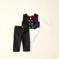 Costum botez 6 piese baieti, negru, model ANTHONY