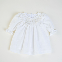 Rochiță de botez alba din muselină cu perle - model IVORY PEARLS