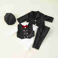 Costum botez 6 piese baieti, negru, model ANTHONY