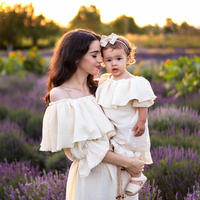 Set rochii mamă-fiică din muselină organică, model AMELIA