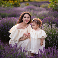 Set rochii mamă-fiică din muselină organică, model AMELIA