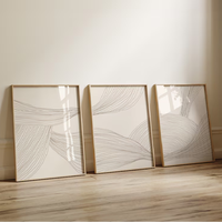 Set 3 tablouri, Ramă Bej, Model minimalist, 30x40 cm