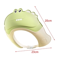 Casca de Dus, Flippy, Previne Scurgerea Apei si Samponului pe Fata, 0-12 Ani, Ajustabila, din TPE+PP, 20 x 23 cm, Model Crocodil, Verde