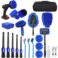 Set 25 Accesorii pentru Curatare Auto, Flippy, din PP si Microfibra, Interior/Exterior, 30 x 24 x 12 cm, Albastru/Negru