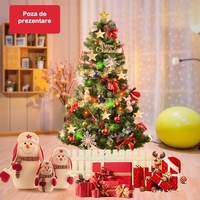 Brad de Craciun artificial cu suport inclus Flippy, 180 cm, 600 ramuri/varfuri, material plastic, suport clasic, fara iluminare, utilizat pentru interior/exterior, verde