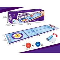 Joc Interactiv, Flippy, Covor de Curling 90 x 20 cm, 1-4 Jucatori, +5 Ani, 6 Mingi Incluse, Albastru