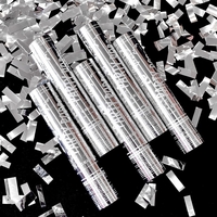 Tub de Confetti, Flippy, Party Popper, 30x5 cm, Confetii Lucioase Rezistente la Foc, Eliberare prin Rasucire, Argintiu