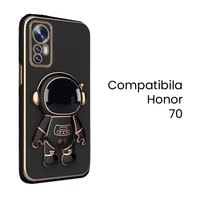 Husa de Protectie 2 in 1, Flippy, Husa de Protectie pentru Honor 70, Model Astronaut, Husa cu Suport, din TPU, Negru