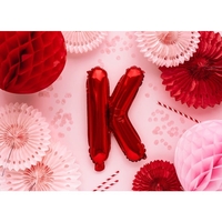 Balon Folie Metalizata Litera K, Flippy, 40 cm, Umflati cu Heliu sau Aer, Ambalaj Individual, Pai inclus, Rosu