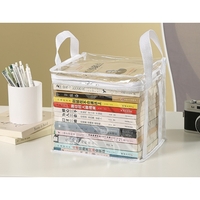 Cutie de Depozitare, Flippy, din PVC+Textil, Rezistenta la Apa, Geanta pentru Carti, 23x17x28 cm, Transparent-Alb