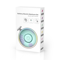 Set Pila Electrica pentru Copii si Bebelusi, Flippy, ABS, Incarcare USB, Model cu Flori, 6 Accesorii, cu Lumina LED, Verde