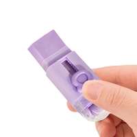 Radiera Retractabila, Flippy, Model Ursulet, Reglare Push-Pull, Radiera de tip Push, Doua Radiere de Rezerva in set din Cauciuc, Mov