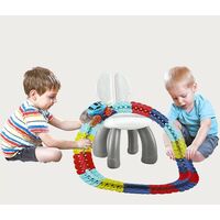 Jucarie de Constructie RollerCoaster, Flippy, 184 de Piese, 44.5x36x7 cm, cu Masini, Multicolor