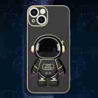 Husa de Protectie TPU 2in1, Flippy, pentru Apple iPhone 14 Plus, Astronaut cu Suport, Antisoc, Rezistenta la Impact, Protectie Camera, Negru