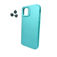 Husa Apple iPhone 13, Flippy, din Silicon Lichid, Interior din Microfibra, Lentile Fosforescente de Protectie Camera, Anti Amprenta, Rezistenta la Socuri, Bleu