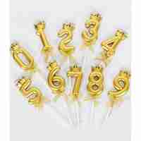 Lumanare pentru Tort Cifra 9, Model Coroana, Gold, Flippy, Party