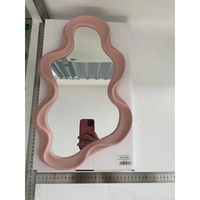 Oglinda de Perete, Flippy, Decorativa, pentru Baie, Dormitor, Sufragerie, Model Minimalist in Forma de Nor, 41x26 cm, Roz