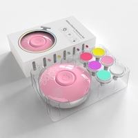 Set Pila Electrica cu Baterie, Flippy, pentru Copii si Bebelusi, din ABS, 6 Accesorii, Model cu Flori, 6.5 x 1.8 cm, Roz