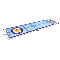 Joc Interactiv, Flippy, Covor de Curling 90 x 20 cm, 1-4 Jucatori, +5 Ani, 6 Mingi Incluse, Albastru