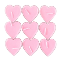 Set 9 Lumanari in Forma de Inima, Flippy, pentru Ziua Indragostitilor, Aroma de Trandafiri, Ardere 3.5 h, din Parafina, 4 x 2 cm, Roz