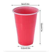 Joc de Baut BEER PONG, Flippy, Set din 12 Mingi de Tenis si 12 Pahare Reutilizabile, Joc Interactiv pentu Adulti, Albastru Rosu