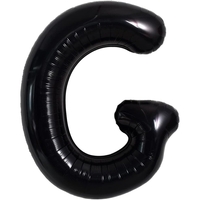 Balon Folie Metalizata Litera G, Flippy, 40 cm, Umflati cu Heliu sau Aer, Ambalaj Individual, Pai inclus, Negru