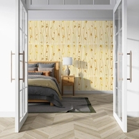 Set 10 Stickere de Perete, Flippy, Autoadezive, 70 x 77 cm, Suprafata Acoperita 5.3 mp, din PVC, Model Frunze Aurii, Bej