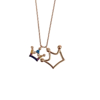 Colier din Argint 925, Coronita Dubla Placata cu Aur Roz 40+5 cm