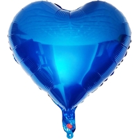 Balon din Folie Metalizata, Flippy, Figurina Inimioara, Model Simplu, Tematica Iubire, 40 cm, Ambalaj Individual, Pai Inclus, Umflare cu Aer sau Heliu, Albastru