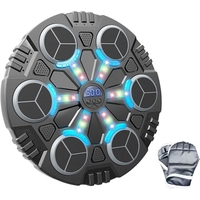 Jucarie de Boxat cu Muzica si Lumini, Flippy, Manusi Incluse, Bluetooth, Incarcare USB, Aplicare cu Ventuze, 6 Tinte, 32x27x3.5 cm, 930 g, Negru