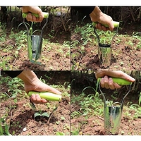 Transplantator Agricol Cilindric, Flippy, din Otel si Plastic, 6 cm Diametru, cu Maner Flexibil, 23 x 6 x 13 cm, Verde