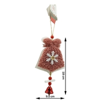 Ornament de brad broderie cu clopot, Flippy, roz, lemn, 18 cm