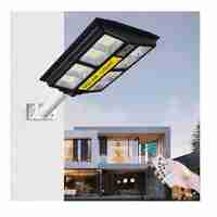 Lampa solara stradala Flippy, cu telecomanda, senzor de miscare si lumina, suport prindere, 720 LED-uri, IP65, ABS, 15AH, 500W, temperatura culoare 6500K, 44.5x34.7x6.6 cm, autonomie 10-12 ore, negru