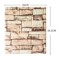 Set 10 Placi Tapet 3D, Flippy, 35 x 38 cm, Grosime 3 mm, din Polietilena, Model Caramida, Suprafata acoperita 1.33 mp, Piatra Galbena