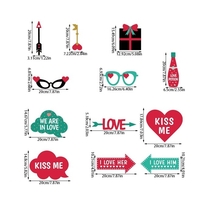 Set 12 Accesorii pentru Petrecere, Flippy, Props pentru Photo Corner, Tematica Iubire, Multicolor