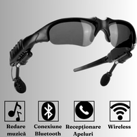 Ochelari de Soare Inteligenti, Flippy, Lentile Polarizate, Conexiune Bluetooth 5.0, Functie Apelare, Redare Muzicala, Impermeabili IPX3, 12.5 x 17 x 4 cm, Negru
