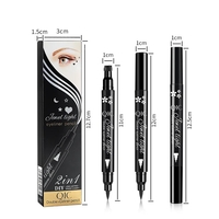 Tus Lichid pentru Ochi, Flippy, 2 Capete, Eyeliner si Stampila Inima, Pentru Ochi si Corp, 50 g, Rezistent la Apa, 12.7 x 3 cm, Negru