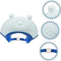 Viziera de Protectie Baie Pentru Copii, Fippy, Model Broasca, Dimensiune ajustabila, Durabil, Usor de curatat, Impotriva Samponului, pentru Ochi si Urechi, TPE+PP, 24x23 cm, Albastru