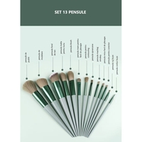 Set 13 pensule pentru machiaj, Flippy, super soft, makeup profesional/incepatori, verde
