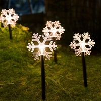 Set 5 Lampi LED cu baterii, de exterior Model Fulg de nea, pentru gradina, Flippy, 35.5 cm, Alb Cald