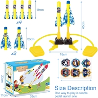 Jucarie pentru Copii, Flippy, Lansator de Rachete cu Piciorul, Doua Lansatoare, 6 Rachete Fara Lumini, 45x18 cm, Galben