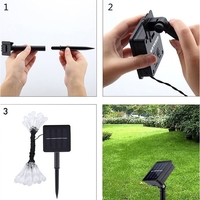 Instalatie Craciun, Tip Picaturi, 20 Led-uri, 5 metri, Multicolor, Energie solara, Senzor de lumina, Flippy