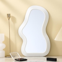 Oglinda de Perete, Flippy, Decorativa, pentru Baie, Dormitor, Sufragerie, Model Minimalist, Forma Asimetrica, 40.3x26 cm, Alb