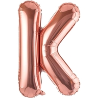 Balon Folie Metalizata Litera K, Flippy, 40 cm, Umflati cu Heliu sau Aer, Ambalaj Individual, Pai inclus, Rose Gold